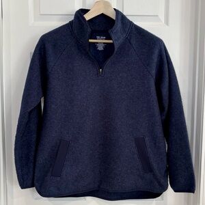 Tek Gear 1/4 Zip Up Navy Blue Fleece Pullover Sweater Top Women L Pockets Soft